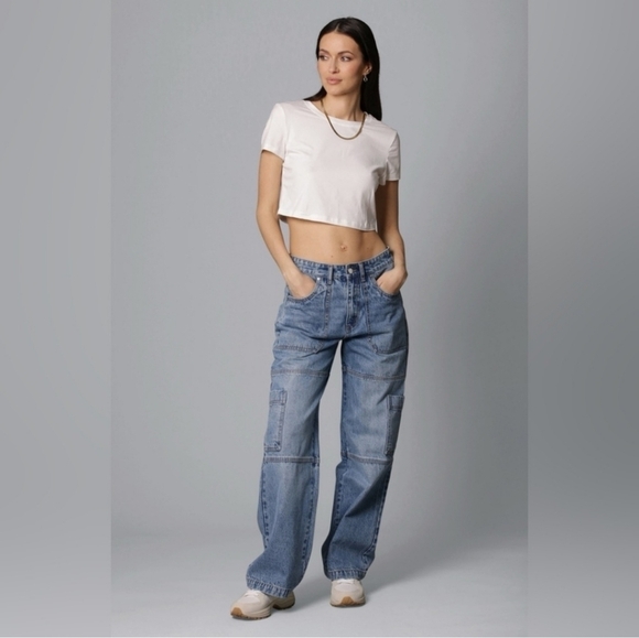 NWT Anthropologie Avec Les Filles Cargo Denim Jeans, sz 20 - Picture 1 of 13